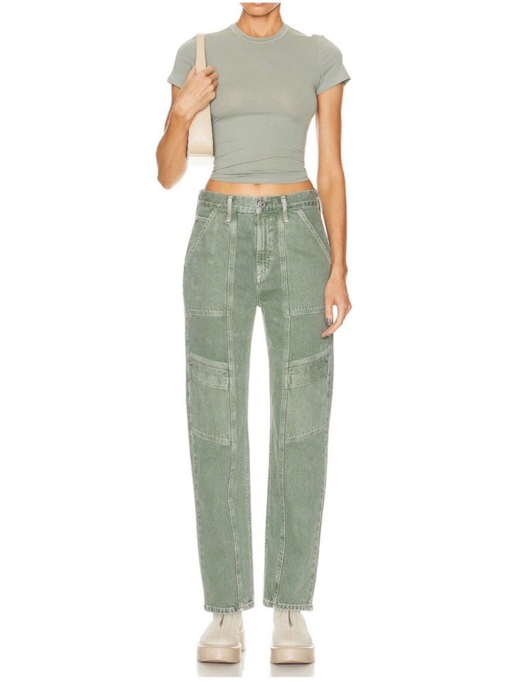 Agolde Straight-Leg Cargo Jeans in Sage Green